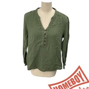 L.L. Bean Olive Button-Up‎ Blouse